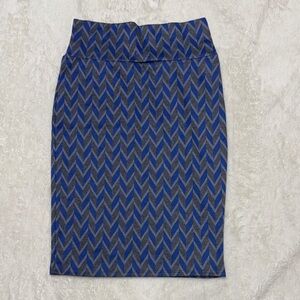 LuLaRoe Blue and Gray Patterned Pencil Skirt